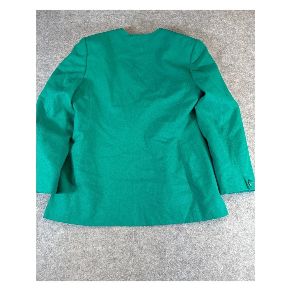 Vintage Pendleton Wool Blazer Jacket Womens Green V Neck Sport Coat 70s Classic